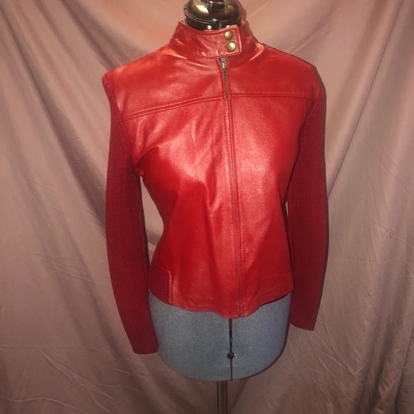 NWOT Leather Sweater moto jacket - Picture 1 of 4